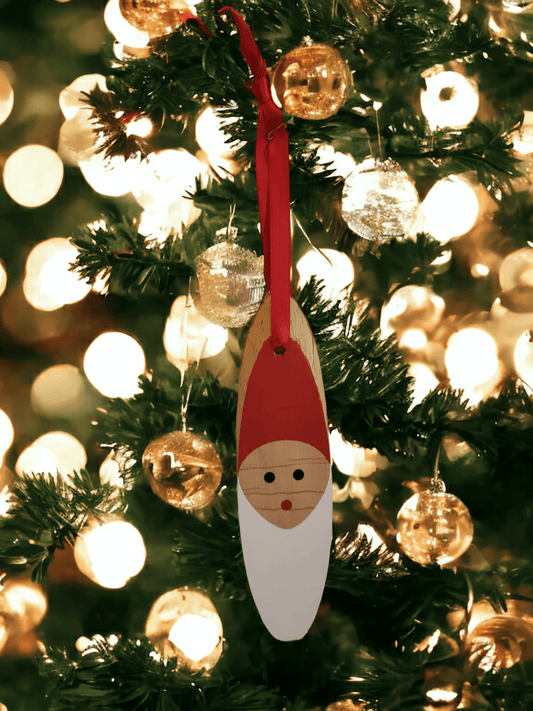 Suspension pour sapin de Noël en bois, tête de père Noël