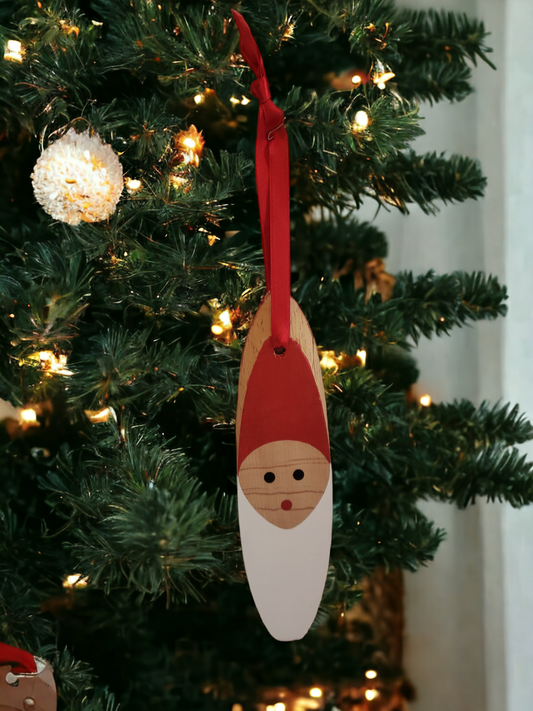 Suspension pour sapin de noël en bois (Tête de père noël)